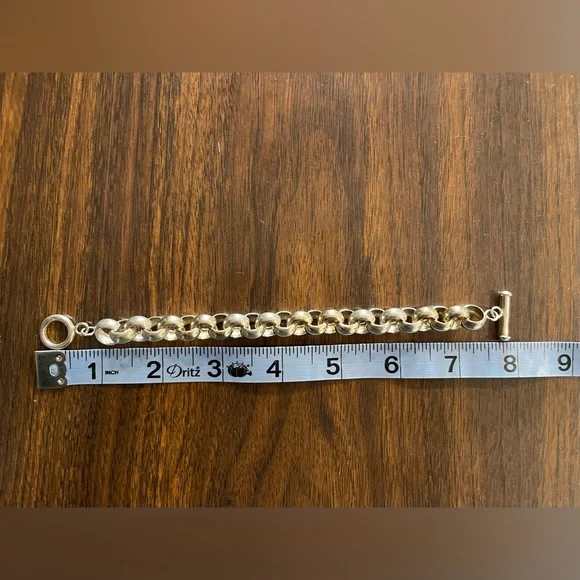 Vintage Sterling Silver 925 Chunky Link Bracelet 7.75” 36g Heavy Toggle Clasp - Picture 5 of 5